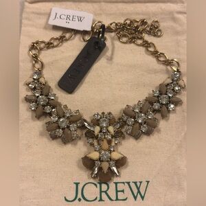 J. Crew Gold and Cream Floral Statement Necklace